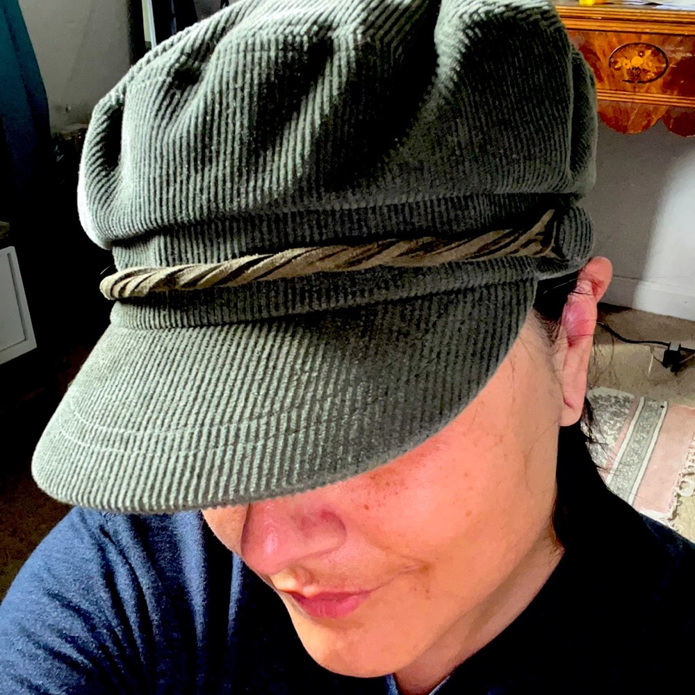 Green Corduroy Captains cap
